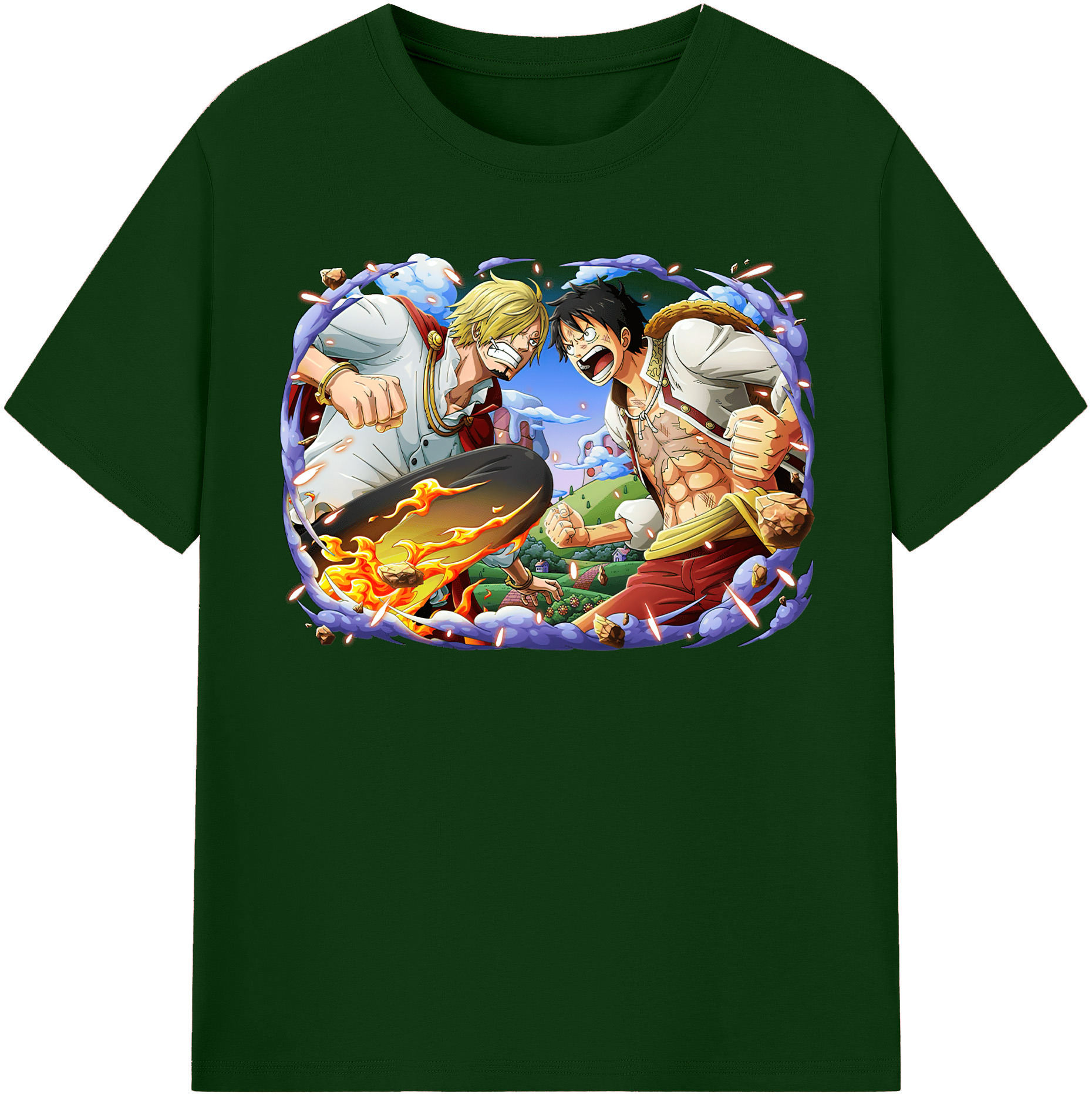 ワンピース モンキー・D・ルフィ ONE PIECE Monkey D. Luffy 綿100％半袖Tシャツ（フロントプリント）